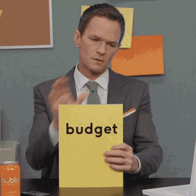 Neil Patrick Harris organizes a budget and then throws it away gif